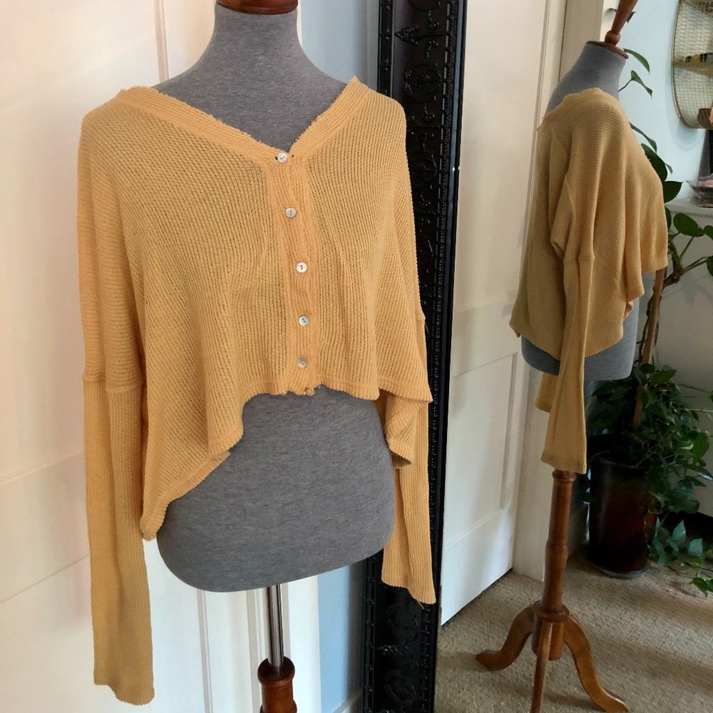 Urban Outfitters Yellow Thermal Button Up Top